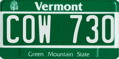 VT license plate COW730