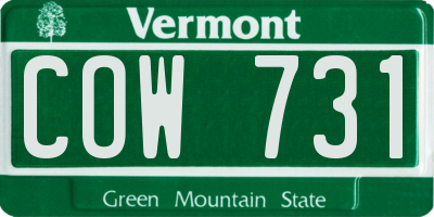VT license plate COW731