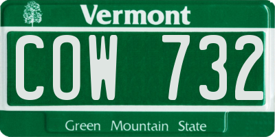 VT license plate COW732