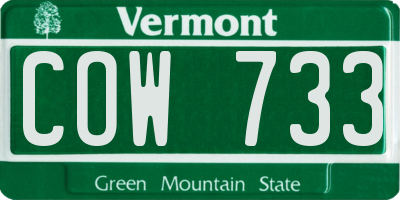 VT license plate COW733