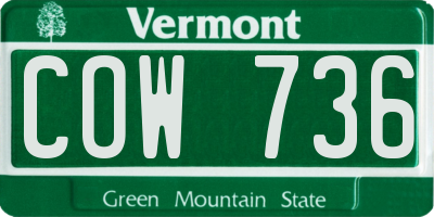 VT license plate COW736