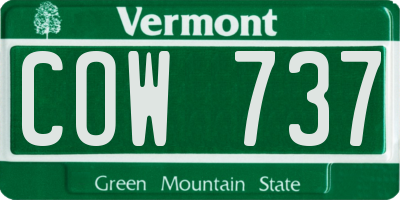 VT license plate COW737