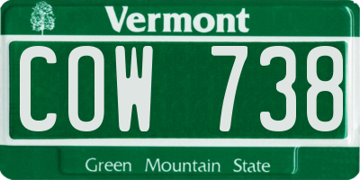 VT license plate COW738