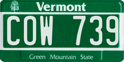 VT license plate COW739