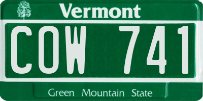 VT license plate COW741