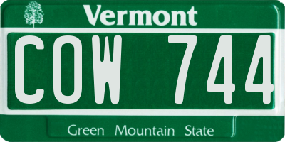 VT license plate COW744