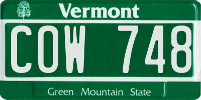 VT license plate COW748