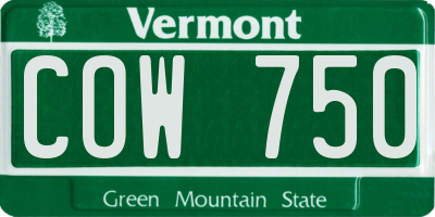 VT license plate COW750