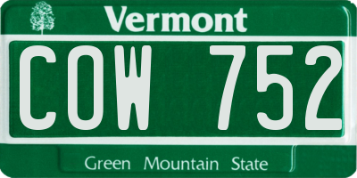 VT license plate COW752