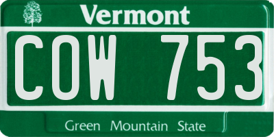VT license plate COW753