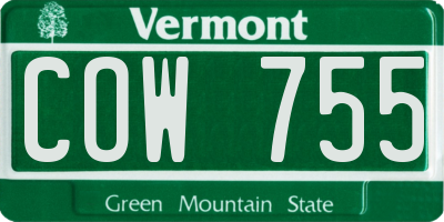 VT license plate COW755