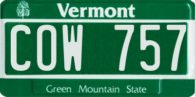 VT license plate COW757
