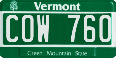 VT license plate COW760