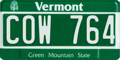 VT license plate COW764