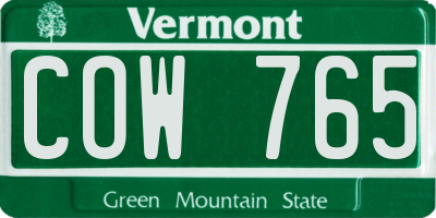 VT license plate COW765