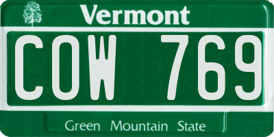 VT license plate COW769