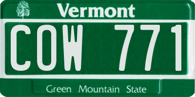 VT license plate COW771