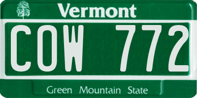 VT license plate COW772