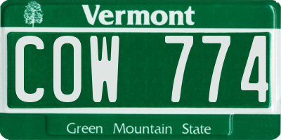 VT license plate COW774