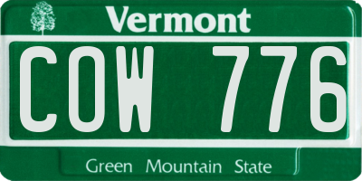 VT license plate COW776