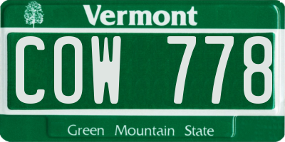 VT license plate COW778