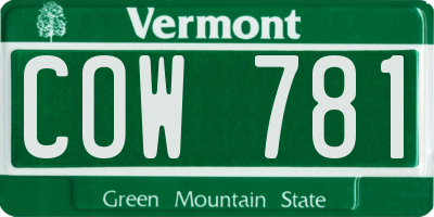 VT license plate COW781