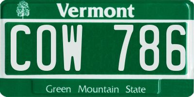 VT license plate COW786