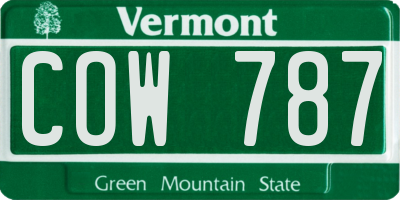VT license plate COW787