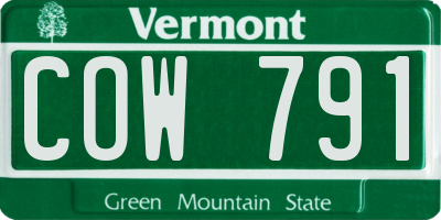 VT license plate COW791