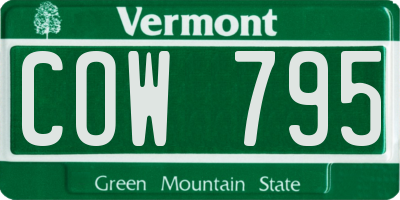 VT license plate COW795