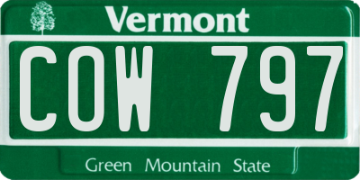 VT license plate COW797