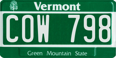 VT license plate COW798