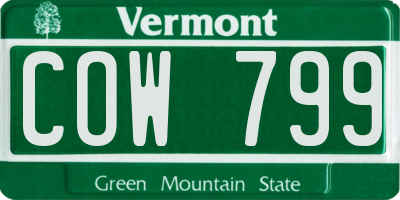 VT license plate COW799