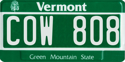 VT license plate COW808