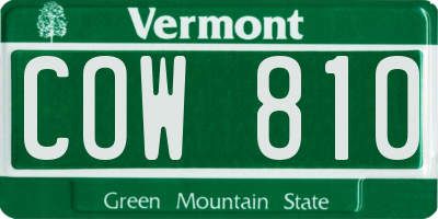 VT license plate COW810