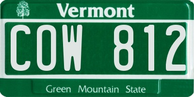 VT license plate COW812