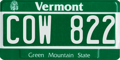 VT license plate COW822