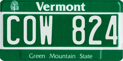 VT license plate COW824