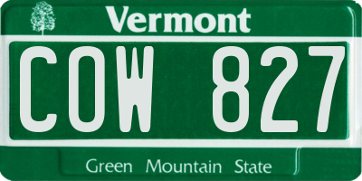 VT license plate COW827