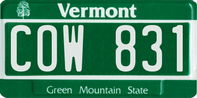 VT license plate COW831