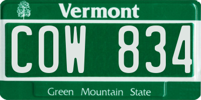 VT license plate COW834