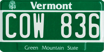 VT license plate COW836