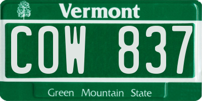 VT license plate COW837