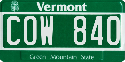VT license plate COW840