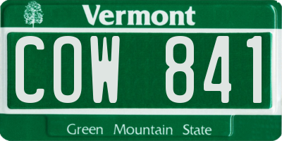 VT license plate COW841