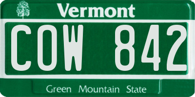 VT license plate COW842