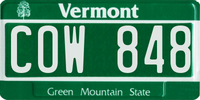 VT license plate COW848