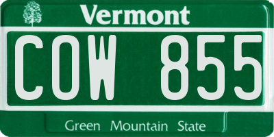 VT license plate COW855