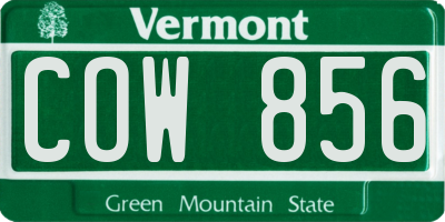 VT license plate COW856