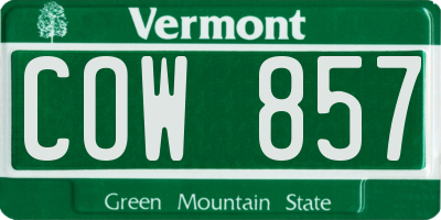 VT license plate COW857